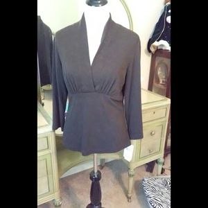 Dark brown v- neck blose